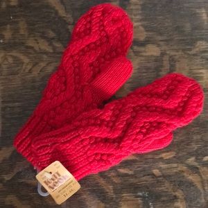 red vintage mittens